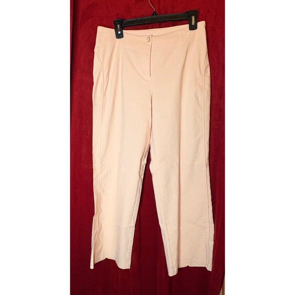 Beliza Women's Peach Linen Blend Straight Leg‎ Trousers Size 10